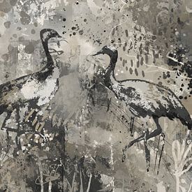 Abstrakte Landschaft in taupe-greige warmen Grau- und Beigetönen von Emiel de Lange