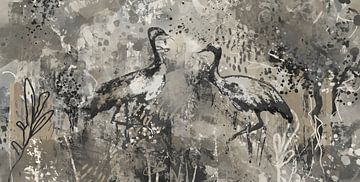 Abstrakte Landschaft in taupe-greige warmen Grau- und Beigetönen