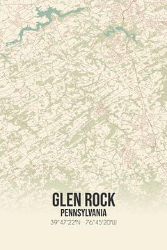 Vintage landkaart van Glen Rock (Pennsylvania), USA. van Rezona