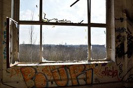 Völkerschlachtdenkmal im Fenster von Marcel Ethner