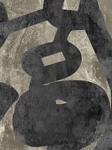 Wabi-sabi abstract in zwart en taupe