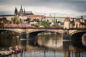Prague - Vltava River Skyline van Alexander Voss