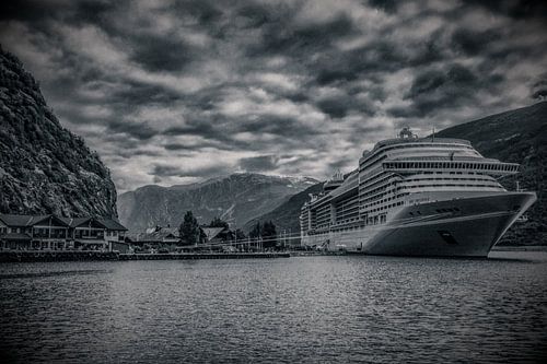 Cruiseship in norwegian fjord