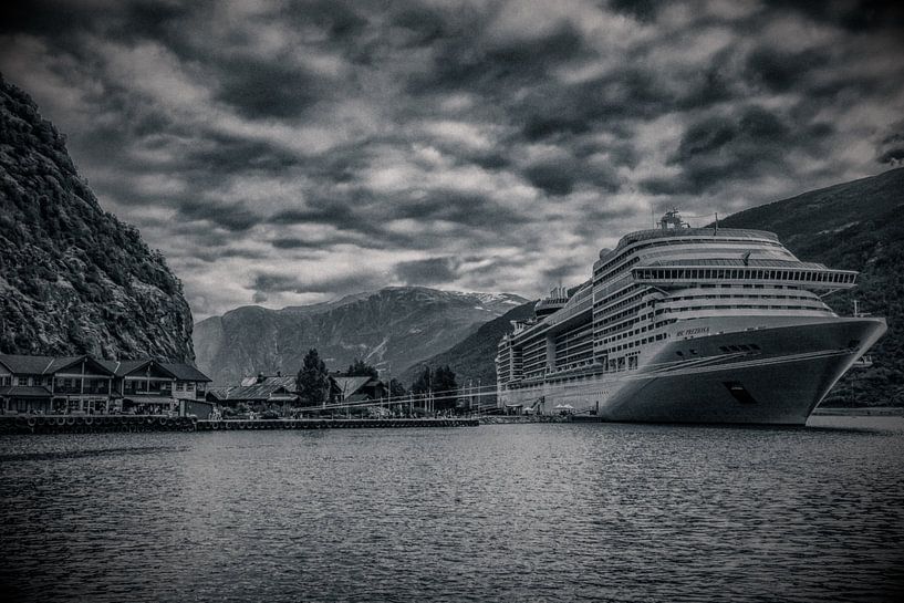 Cruiseship in norwegian fjord by Wim Scholte