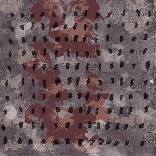 Abstract zwart patroon op terra en taupe.