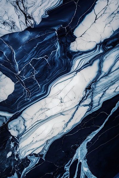 Marble navy white gold 1 by Digitale Schilderijen