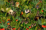 Jungle avec panda, toucan, oiseau de paradis, ours, tigre et singes. par Studio POPPY Aperçu