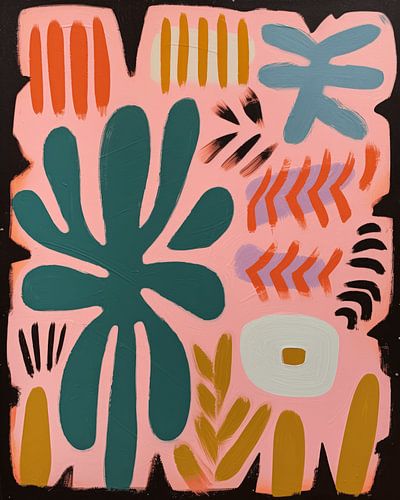 Peinture abstraite très colorée avec des formes et des lignes modernes