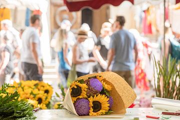 Sunflowers and artichokes on the market