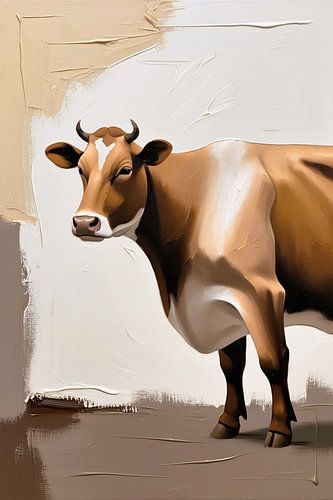 Realistische koe op abstracte achtergrond