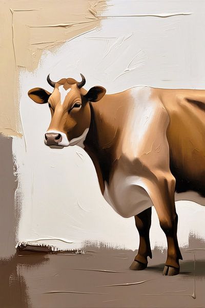 Vache réaliste sur fond abstrait par Art & Soul Creations