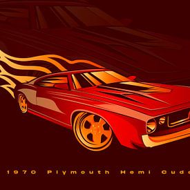 Plymouth Hemi Cuda classic car from 1970 by DEN Vector