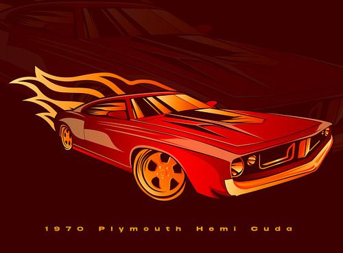 Plymouth Hemi Cuda, voiture classique de 1970 sur DEN Vector