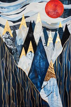 Gouden bergtoppen - modern berglandschap