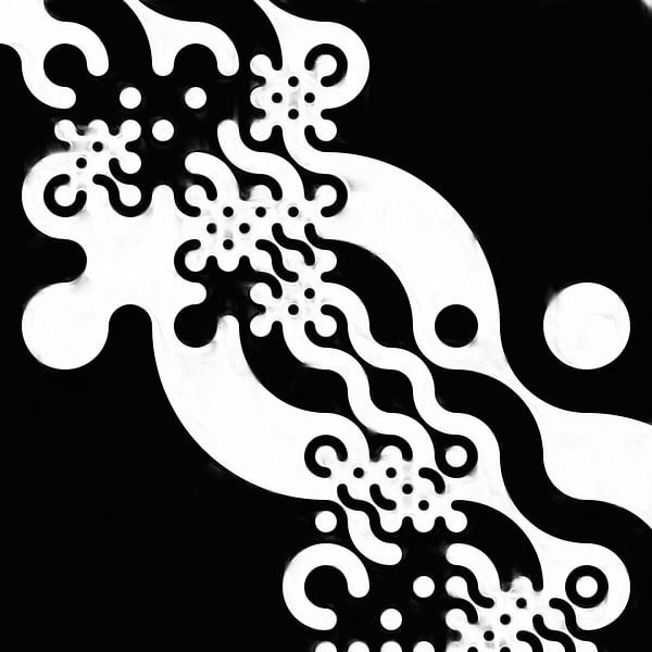 Abstrakte Wellenlinien und gepunktete Muster in Schwarz und Weiß von Maurice Dawson