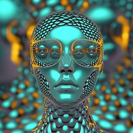 Tête futuriste sur Ton Kuijpers