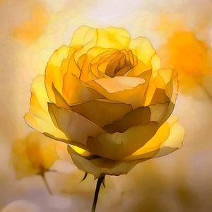 Elegantes Gemälde einer gelben Rose