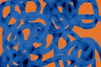 Herfstwind, moderne abstractie in indigoblauw - surrealistisch, fantasierijk, meditatief
