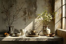 Stilleven beton landelijk aarde kleuren van Digitale Schilderijen