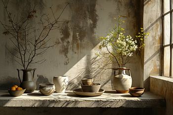 Stilleven beton landelijk aarde kleuren