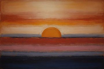 Coucher de soleil style Mark Rothko sur De Muurdecoratie