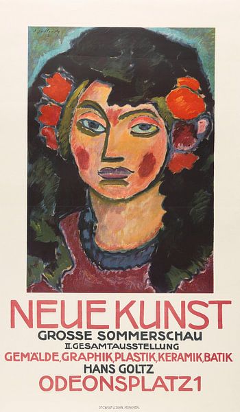 Plakat für die große Sommerschau der Galerie Neue Kunst, München, Alexej von Jawlensky, 1913 von Atelier Liesjes