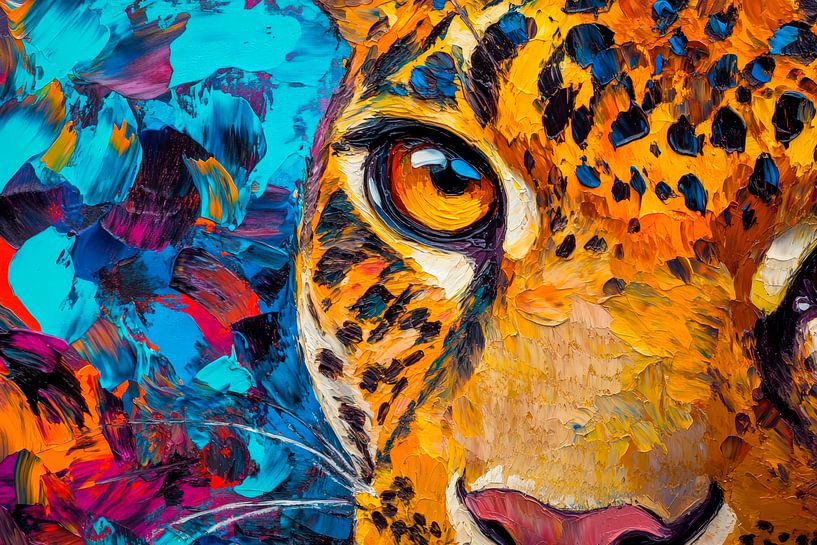 Leopard portrait in vivid colours by Poster Art Shop