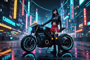 Cyberpunk in der nächtlichen Stadt