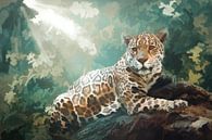 Jaguar in jungle kunst van Fotojeanique . thumbnail