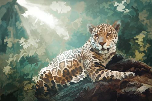 Jaguar in jungle kunst