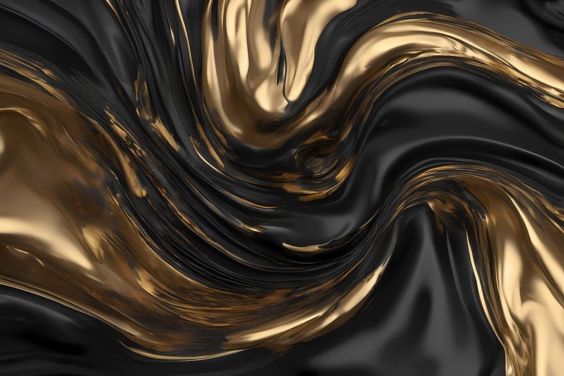 Dynamische Zwarte en Gouden Abstractie van Art & Soul Creations