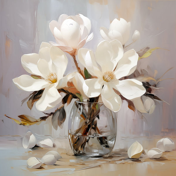 Magnolienstrauß von Jacky auf ArtFrame, Leinwand, Poster und mehr