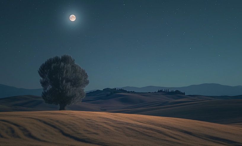 Der Wüstenbaum im Glanz des Mondes von fernlichtsicht