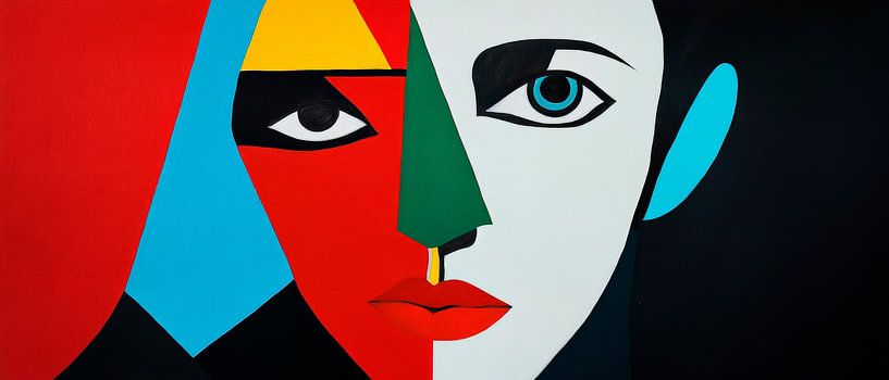 Face of opposites - colour symbiosis by Poster Art Shop