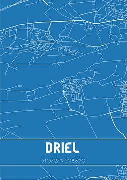Blauwdruk | Landkaart | Driel (Gelderland) van MijnStadsPoster