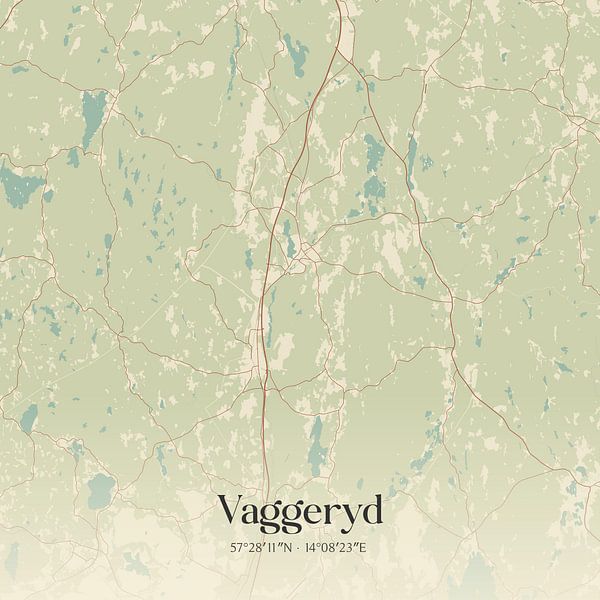 Vintage map of Vaggeryd, Sweden. by Prints of Place