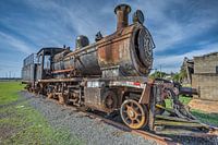Old rusted steam locomotive in Encarnacion, Paraguay