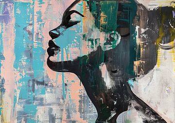 Vrouw Abstract | Abstract Vrouw met Kleur van Blikvanger Schilderijen