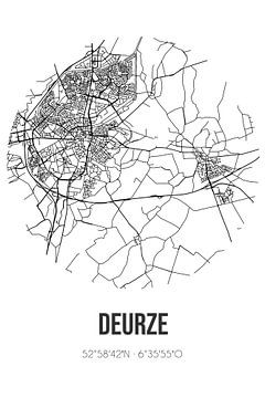 Deurze (Drenthe) | Carte | Noir et blanc sur Rezona