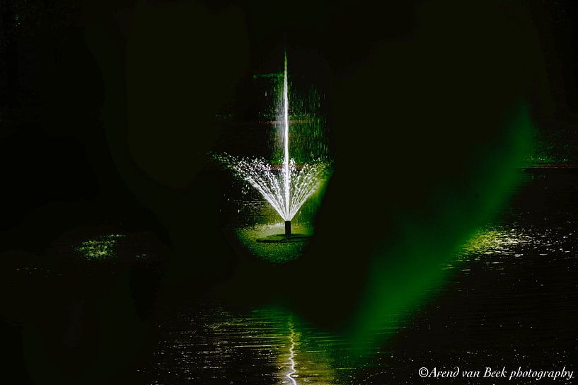 Fountain via tree leaf by Arend van Beek