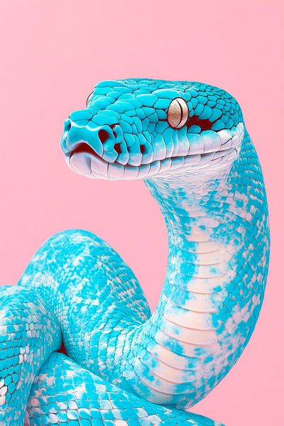 Bunte Schlange auf pinkem Hintergrund von Poster Art Shop