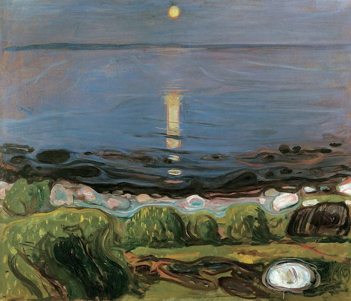 Une nuit d'été sur la plage, Edvard Munch par Des maîtres magistraux