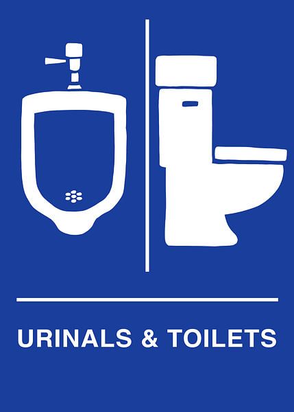 Panneau Urinoirs &amp;amp ; Toilettes Bleu par Art Kingdom