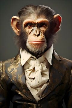Portrait de chimpanzé avec style sur But First Framing