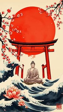 Bouddha / Boeddha Art japonais Sumi-e sur MIROKKU