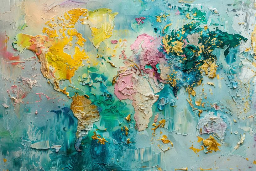 Colorful World Map - Abstract Modern Art by BowiScapes abstract and digital art