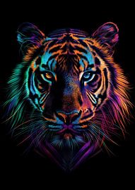 visage de tigre sur rose art