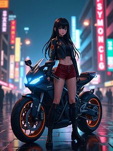 Eine Cyberpunk-Stadt bei Nacht