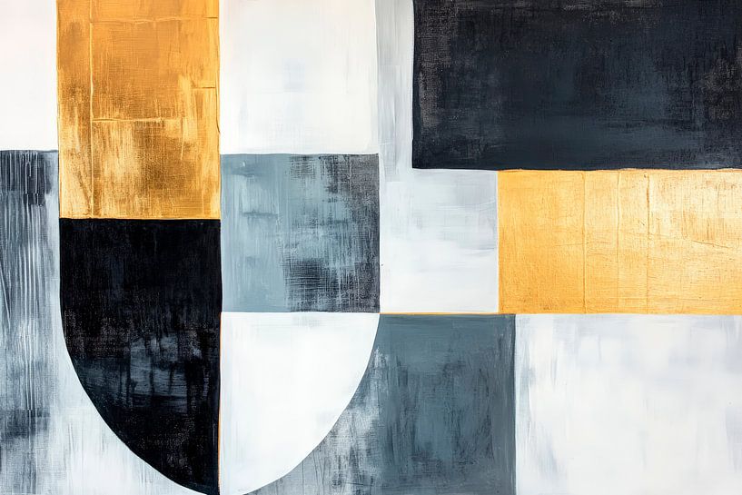 Geometrische Komposition in Schwarz und Gold von Poster Art Shop