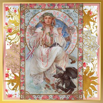 S.F. Remastered Version of Painting of Josephine Crane Bradley as Slavia by Alphonse Mucha